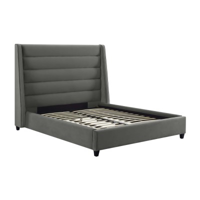 Custom beds|Koah Grey Velvet Bed in King | Bedroom furniture | wholesale furniture