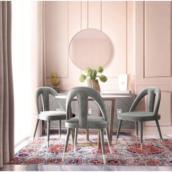 Sillas de comedor de tela | Silla auxiliar Petra de terciopelo gris claro | Muebles de comedor | muebles de fabrica