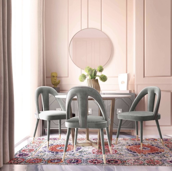 Стулья для столовой из ткани | Petra Светло-серый бархатный стул | Мебель для столовой | Фабрика мебели