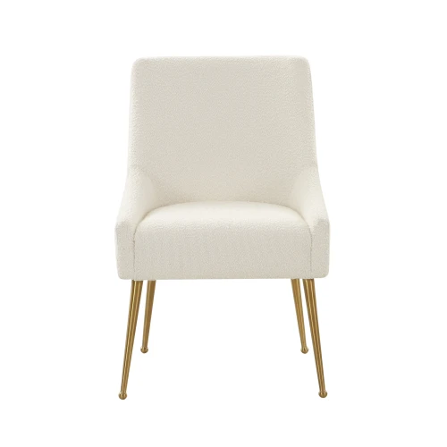 Chaises de salle à manger en tissu | Chaise d'appoint Beatrix crème boucle | Chaise de salle à manger | Mobilier d'usine