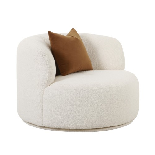 Chaises sur mesure | Fickle Cream Boucle Chaise pivotante ｜ meubles en gros ｜ chaises personnalisées