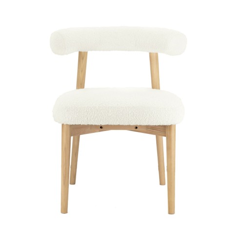 Chaises de salle à manger en tissu | Chaise d'appoint Spara Crème Boucle | chaises de salle à manger sur mesure | meilleures chaises de salle à manger en tissu