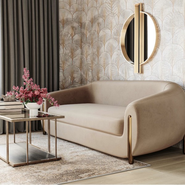 Тканевый диван | Lina Cafe Au Lait Коричневый бархатный диван | Диван для гостиной