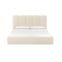 Camas a medida | Cama King Palani de terciopelo color crema | Muebles de dormitorio | muebles mayorista