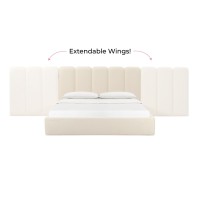 Camas a medida | Cama King Palani de terciopelo color crema | Muebles de dormitorio | muebles mayorista