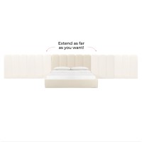 Camas a medida | Cama King Palani de terciopelo color crema | Muebles de dormitorio | muebles mayorista
