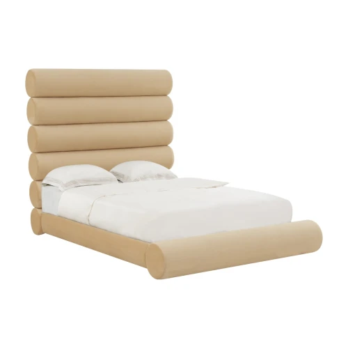 Lits sur mesure | Lit en velours Durwin Champagne dans Queen | Meubles de chambre | Grossiste meuble