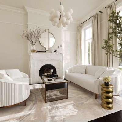 Fabric sofa | Michelle Cream Pleated Sofa by Inspire Me Home Decor | Livingroom sofa | Factory furniture