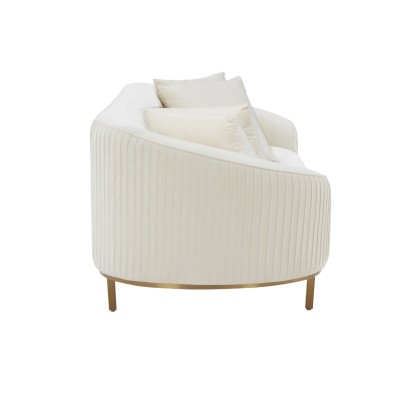 Fabric sofa | Michelle Cream Pleated Sofa by Inspire Me Home Decor | Livingroom sofa | Factory furniture