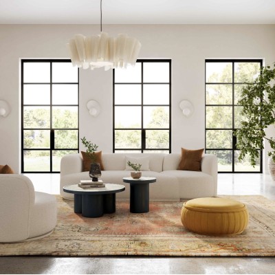 Sofá de tela | Sofá modular LAF de 2 piezas Boucle color crema voluble | Sofá de salón | muebles de fabrica