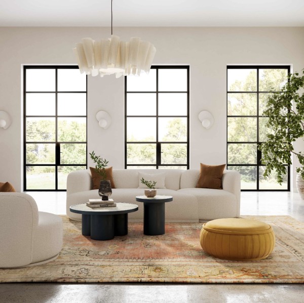 Sofá de tela | Sofá modular LAF de 2 piezas Boucle color crema voluble | Sofá de salón | muebles de fabrica