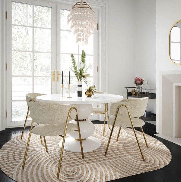 Chaises de salle à manger en tissu | Chaise de salle à manger Lara Cream – Ensemble de 2 par Inspire Me ! Décoration intérieure | Chaise de salle à manger | Mobilier d'usine