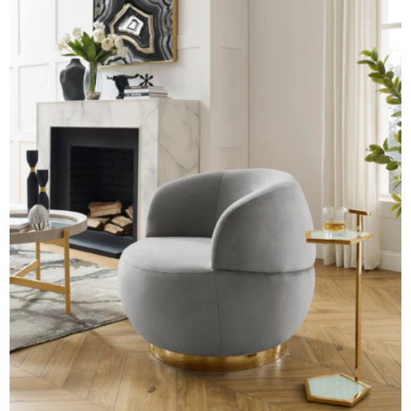 Sillas a medida | Silla giratoria de terciopelo al por mayor | Silla decorativa giratoria de aspecto moderno para sala de estar