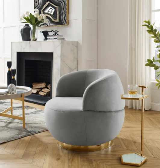 Custom chairs | Swivel Velvet chair wholesale | Modern look swivel accent chair for living room