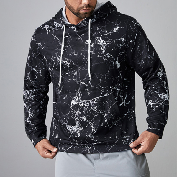 Custom long sleeve mens hoodies pocket detail pullover wholesale high quality terry drawstring hoodies mens casual