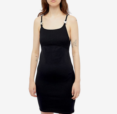 OEM classic bodycon fit mini dress with buckles on spaghetti straps women disco dress street wear