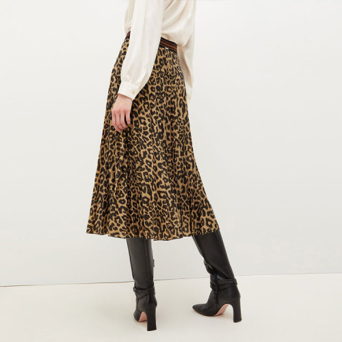 fashion ladies hot sale new skirt leopard print plus size women elastic waist casual midi skirts