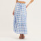 OEM skirt | Ladies casual skirts | maxi plus size skirt | drawstring waist skirt | plaid long skirts