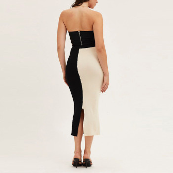 Custom summer dresses | black and white patchwork color skirt | wrap dress.