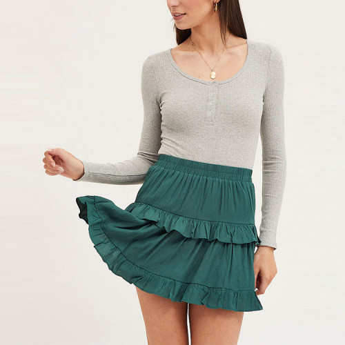 fashion new style a-line flounced mini skirt women casual short skirts summer