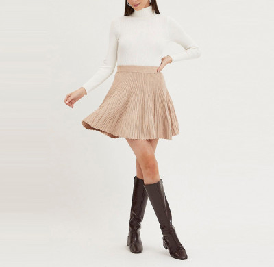 custom color new style a-line short skirt fashion elastic waist knitted mini skirts for women