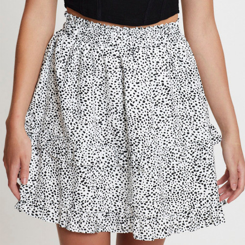 Sexy white leopard print a-line mini skirt custom casual style short skirts for women