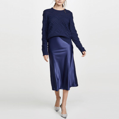 Factory wholesale women clothing ladies skirts custom satin midi solid women skirts casual