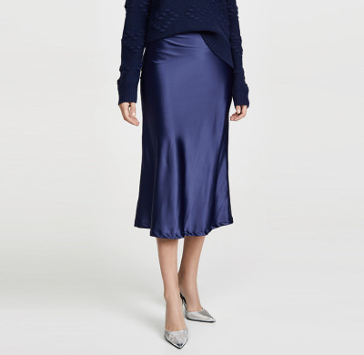 Factory wholesale women clothing ladies skirts custom satin midi solid women skirts casual