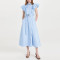 OEM dress | custom blue dress | women casual dresses | waist length dress | ruffle sleeve dress