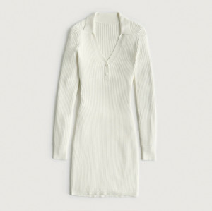 Casual wholesale long sleeve button front ladies dress custom design knit mini women solid dresses
