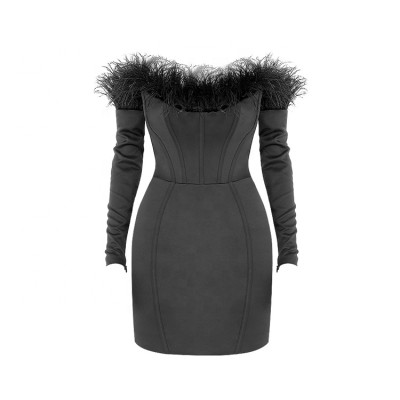 Custom women dresses | elegant black off shoulder dress | party dress | ladies sexy Long Sleeve dress.