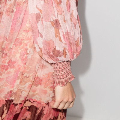 Wholesale floral dress | floral maxi dress | o-neck dress | elegant dress | puff sleeve dress.