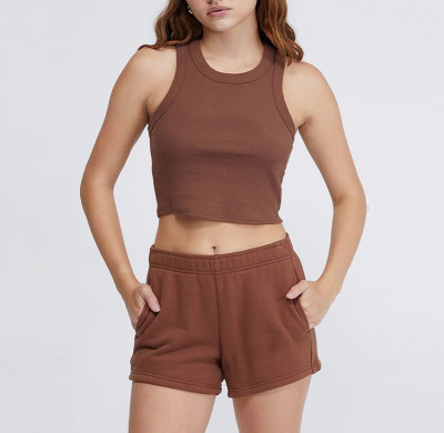 Loungewear sets custom casual 2 piece set wholesale lounge sleeveless top & mini shorts casual women