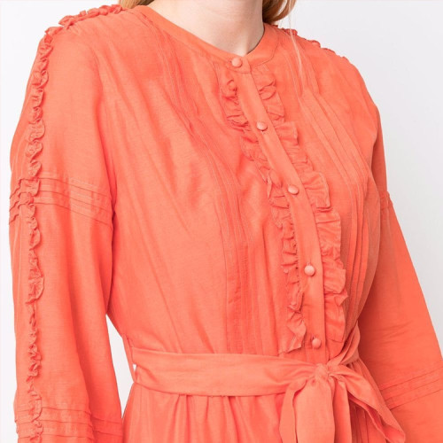 fashion wholesale ladies Linen Blend Maxi dress elegant customized women tyle Strap Detail casual Loose Slip dresses