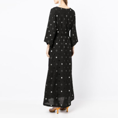 Floral Maxi Dress fashion wholesale ladies Floral Maxi Dress Deep V neck dress elegant customized women puff sleeve vacation+ casual dresses