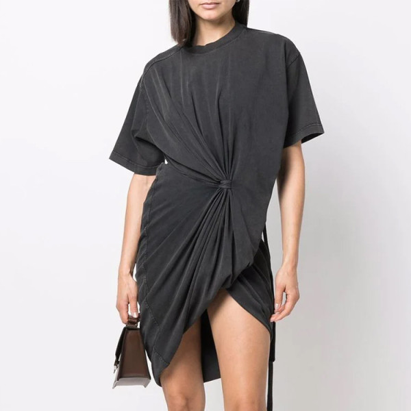 butterfly sleeve cotton ruffle trim short sleeve summer women dress