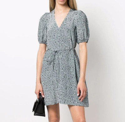 fashion wholesale ladies Floral Maxi Dress Deep V neck dress elegant customized women puff sleeve vacation+ casual dresses