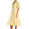 Fashion wholesale ladies Floral Maxi Dress Deep V neck dress elegant customized women puff sleeve vacation+ casual dresses