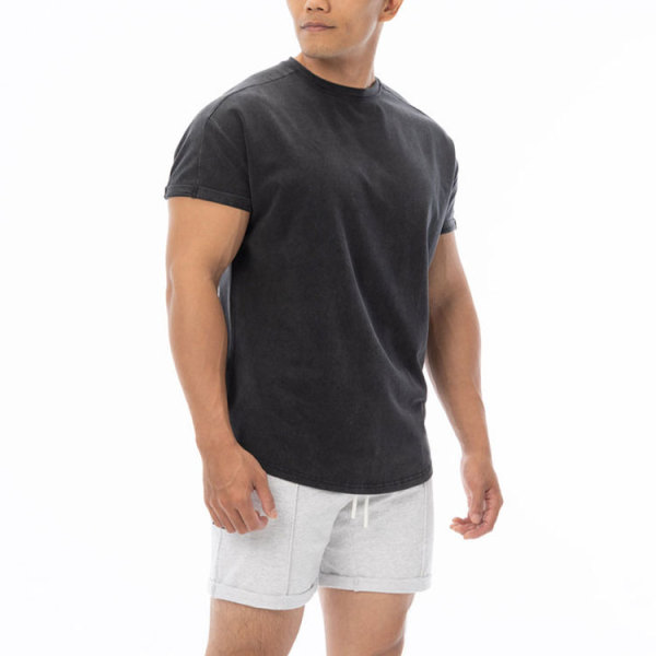 Custom printing logo plain fit gym t shirt for men fitness breathable 100%cotton blank men's t-shirts sweatsuit
