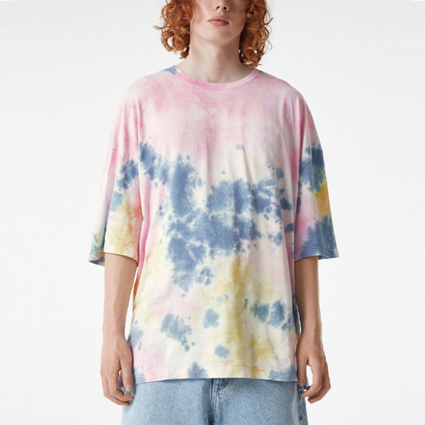 Relaxed fit crew neck men t shirt tie dye short sleeve t shirts casual customized logo