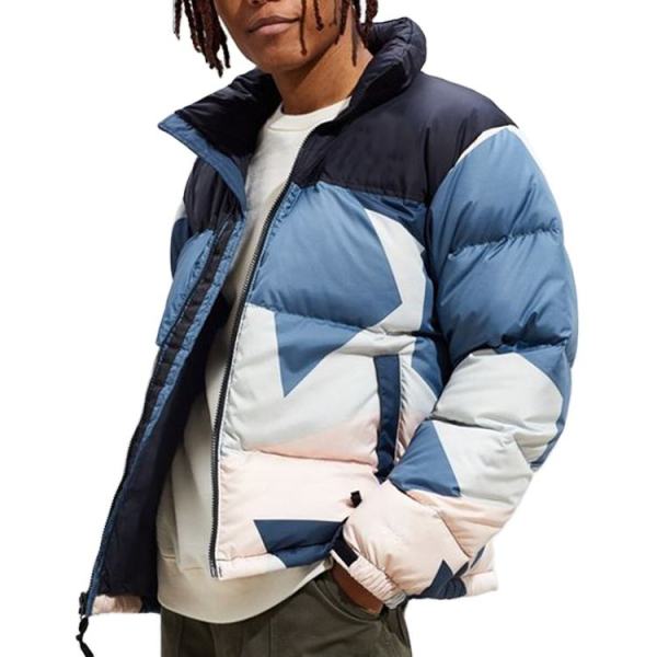 Custom mens winter cotton puffer jackets color block mens nylon jackets UK | USA
