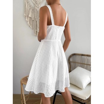 Custom | White Casual Dresses | comfortable breathable Dresses | button Front Cut Out dresses.