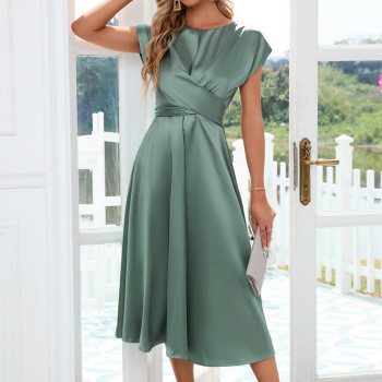 Custom dress | Loose Medium  Length Dresses | Elegant Dresses | Bow Tie Waist Business Dresses