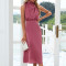 Custom | Halter Neck Dress | Cinched Waist Sweet Mid Length Dresses | Satin  Fabric | Women Business Dresses.