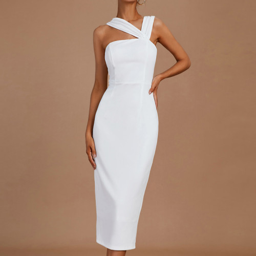 Custom | Solid Color Sexy Slip Dresses | Tight Waist dress | Satin Fabric | Shoulderless Split Party Dresses | New summer 2023.