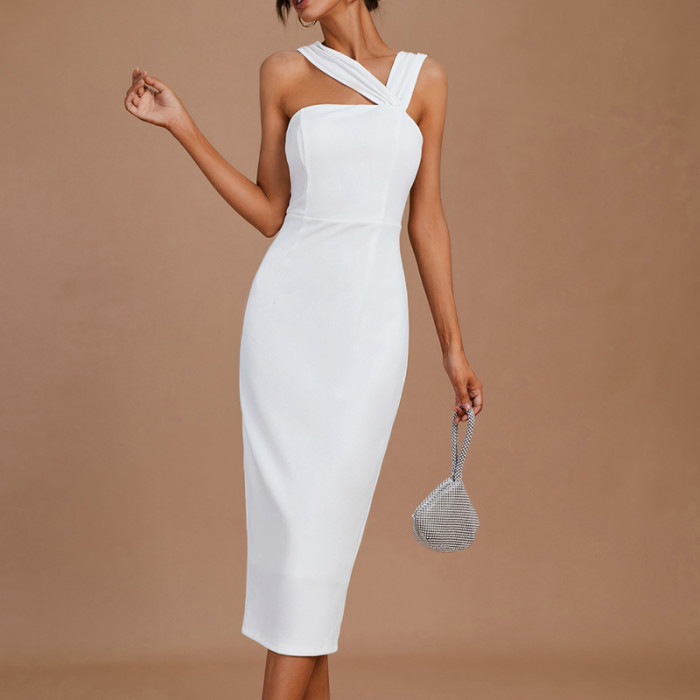 Custom | Solid Color Sexy Slip Dresses | Tight Waist dress | Satin Fabric | Shoulderless Split Party Dresses | New summer 2023.