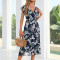 Custom | V-neck Thin Dress | Vintage Elegant casual dresses | Floral Mid Length Dresses | New Summer 2023.