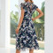 Custom | V-neck Thin Dress | Vintage Elegant casual dresses | Floral Mid Length Dresses | New Summer 2023.