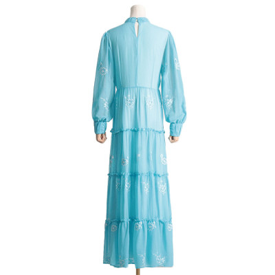 Custom Dresses | 2023 Summer New Dresses | Stand Up Collar Puff Sleeve Dresses | High Waist Slim Dresses | Long Dresses