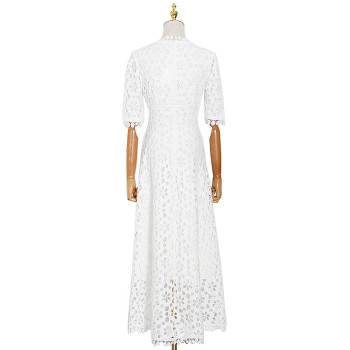 Custom Celebrity Dresses | Temperament Long Dresses | Spring 2023 V-neck Dresses | Hooked Floral Cutout Dresses | Solid Color Casual Dresses